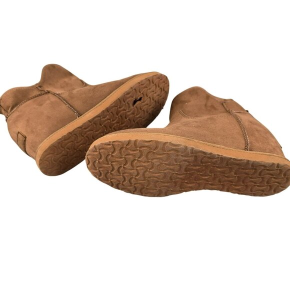 Makalu Womens Wedge Ankle Boots Tan Suede Faux Fur Lining Size 9M jh1779 - Picture 6 of 10